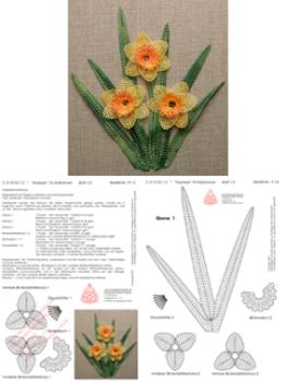 112 Klöppelbrief Keilrahmenbild "Narzissenstrauß"